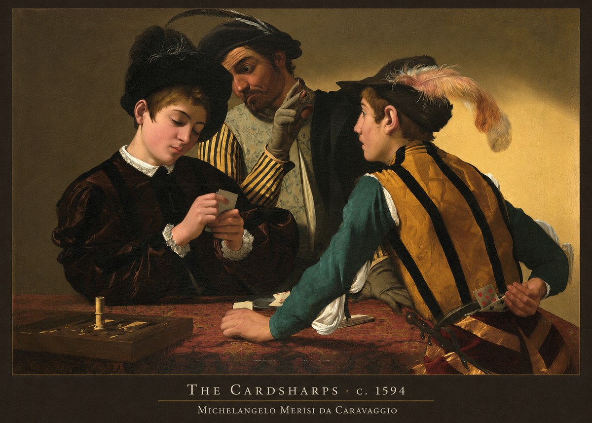 Michelangelo Merisi da Caravaggio The Cardsharps III No3 - Plakat