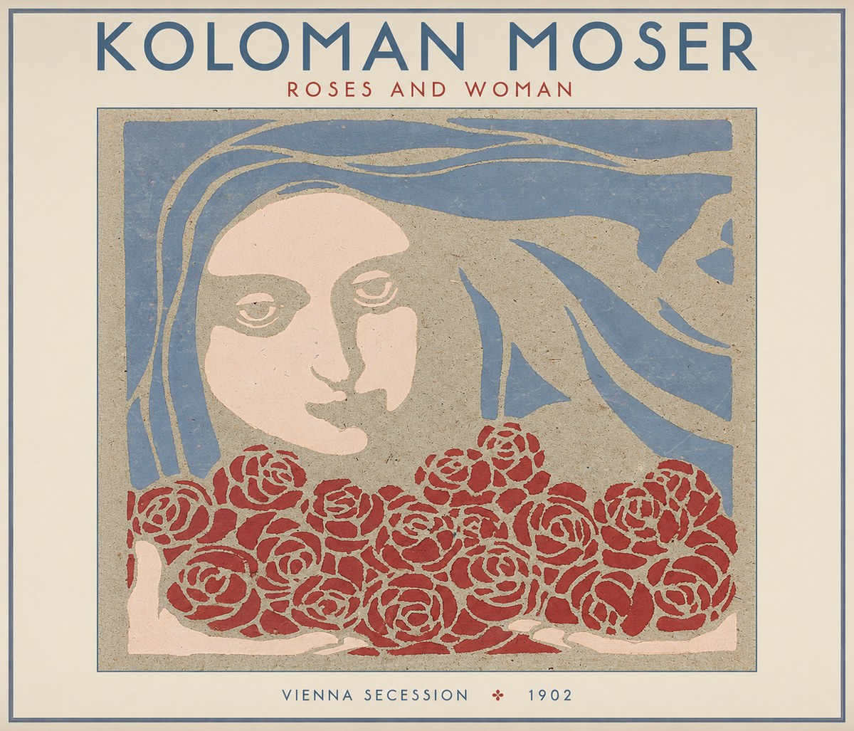 Koloman Moser Roses and Woman No1 - Plakat