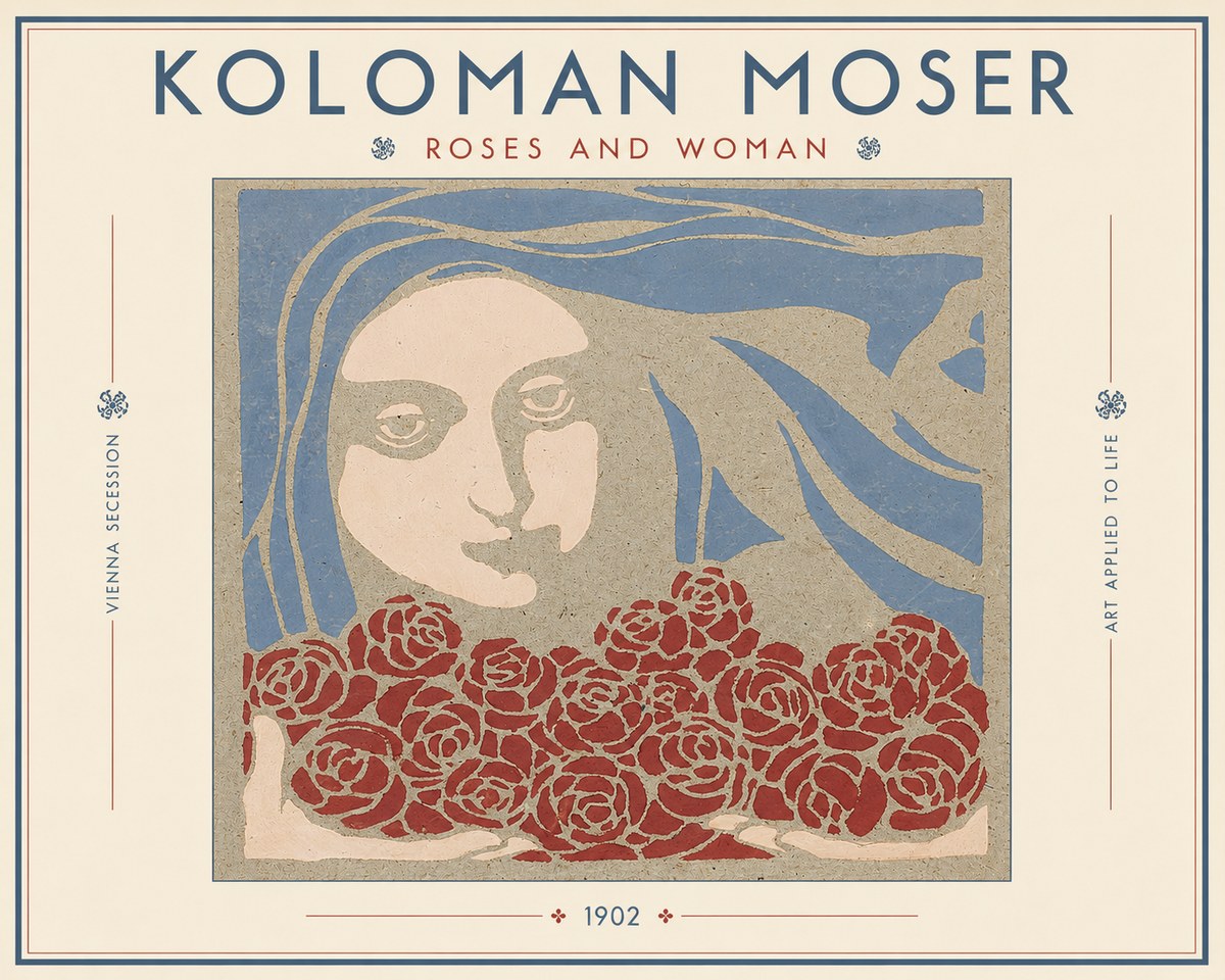 Koloman Moser Roses and Woman No3 - Plakat