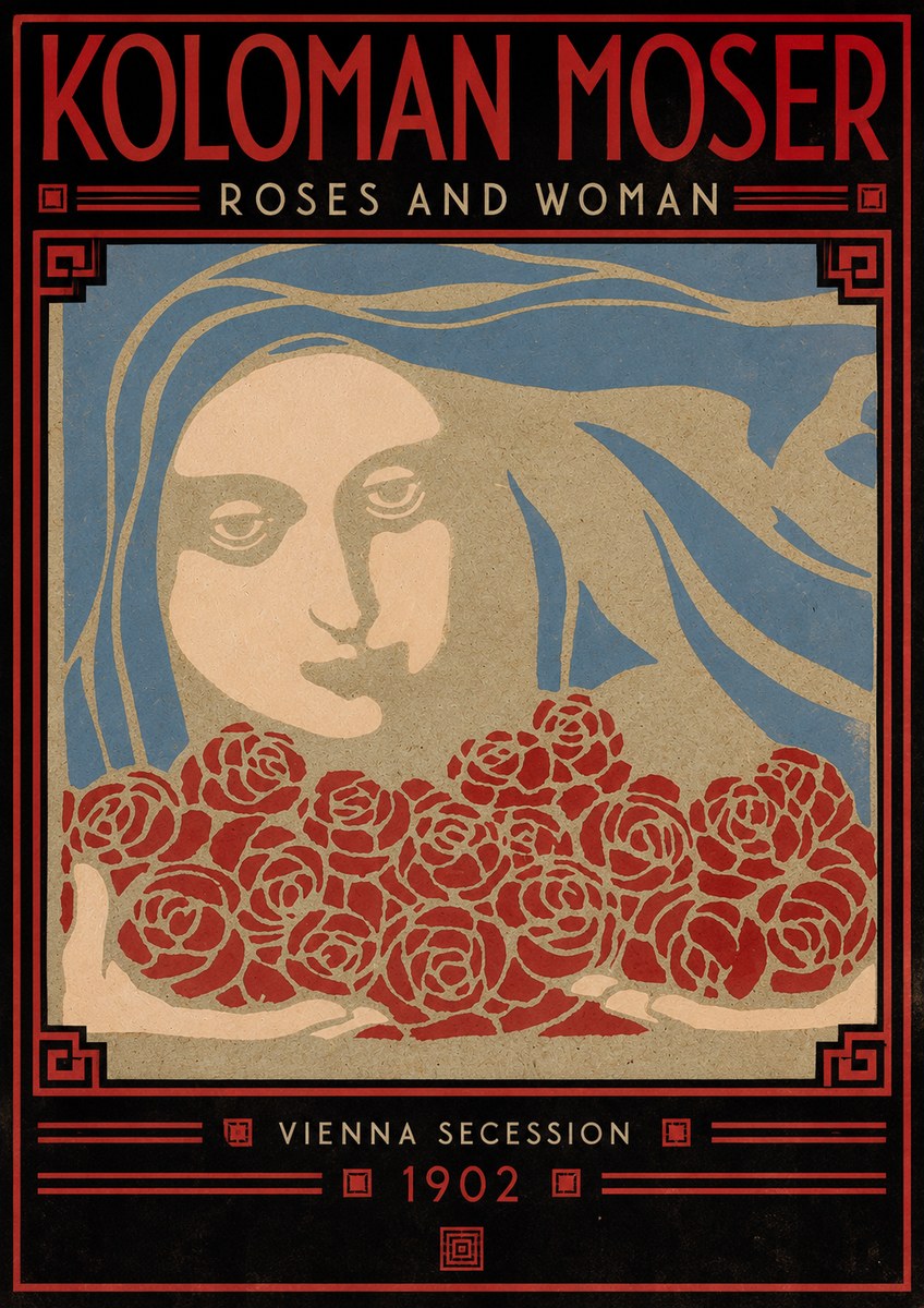 Koloman Moser Roses and Woman No5 - Plakat