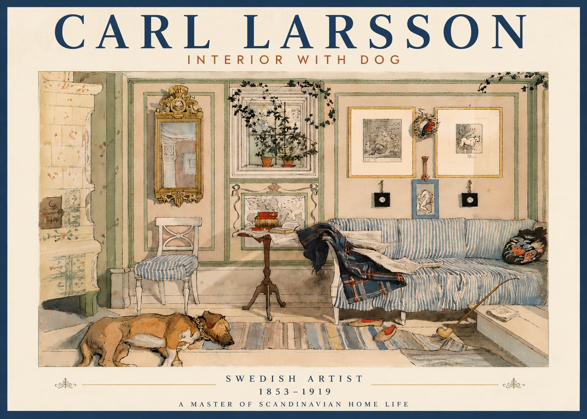 Carl Larsson Interior with Dog No6 - Plakat