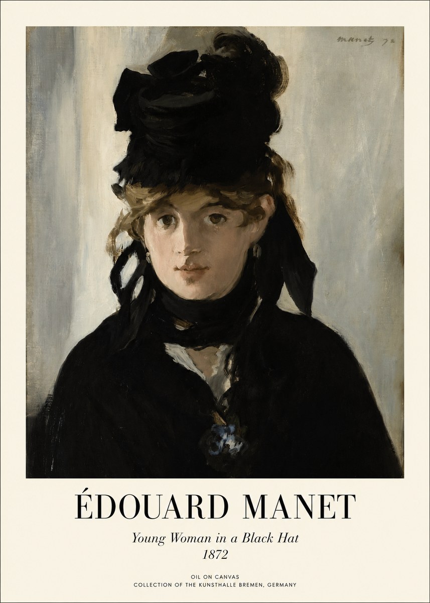 Édouard Manet Young Woman in a Black Hat I No1 - Plakat