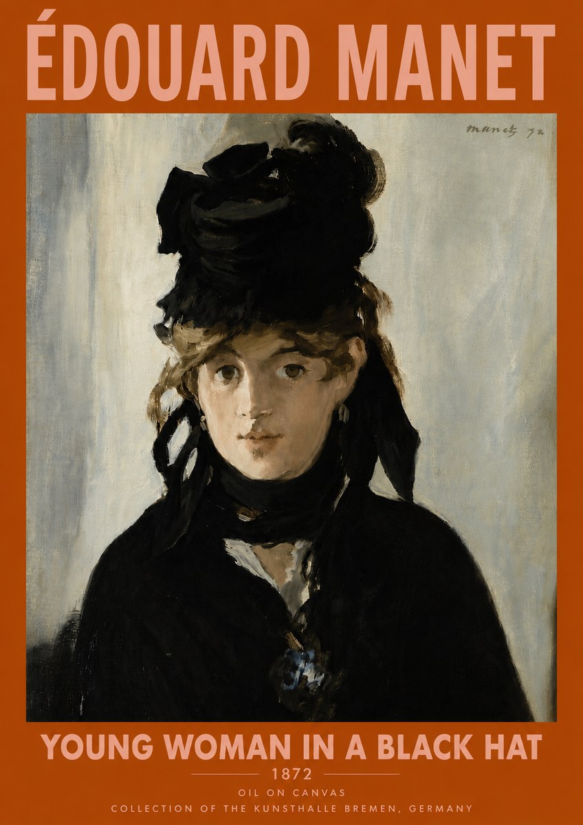 Édouard Manet Young Woman in a Black Hat I No6 - Plakat