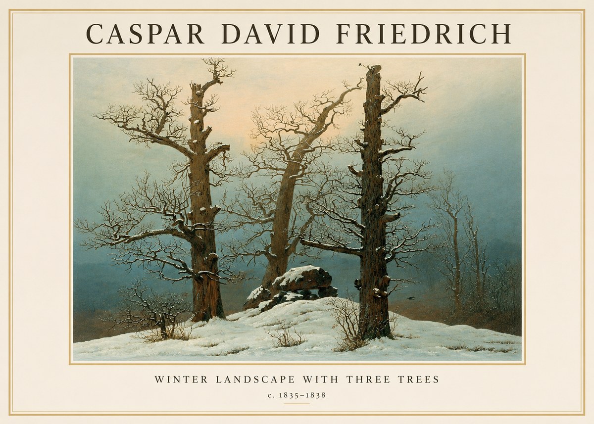 Caspar David Friedrich The Three Trees in the Snow No3 - Plakat