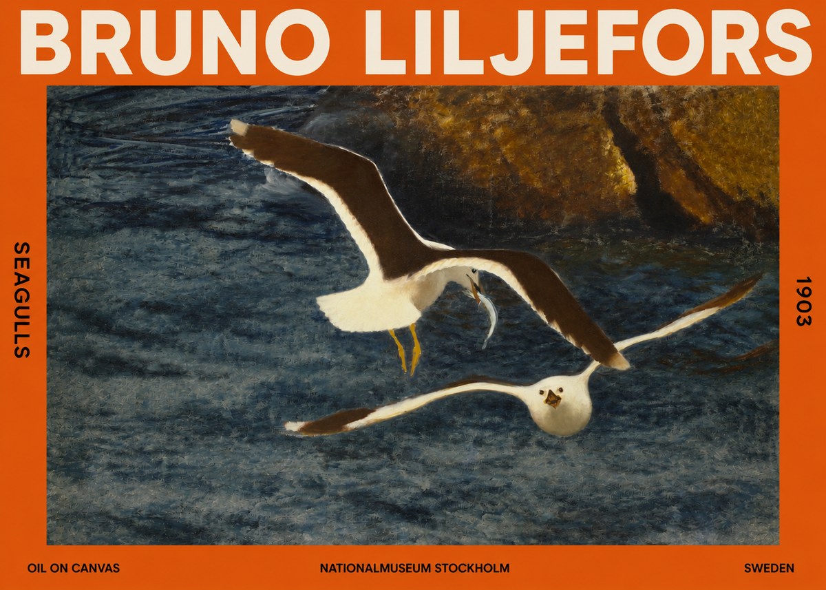 Bruno Liljefors Seagulls No2 - Plakat
