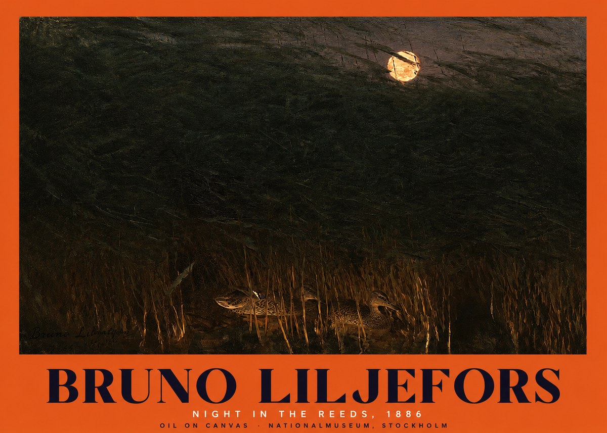 Bruno Liljefors Night in the Reeds No2 - Plakat