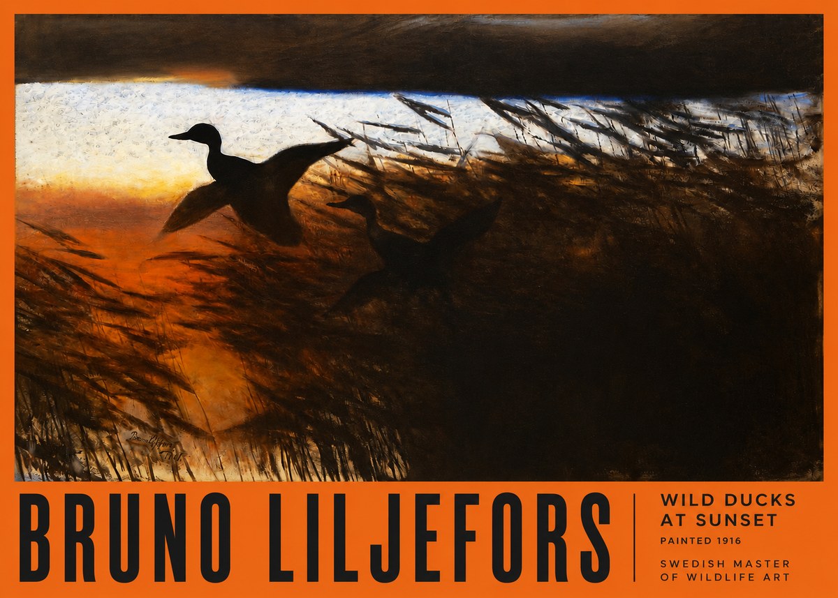 Bruno Liljefors Wild Ducks II No6 - Plakat