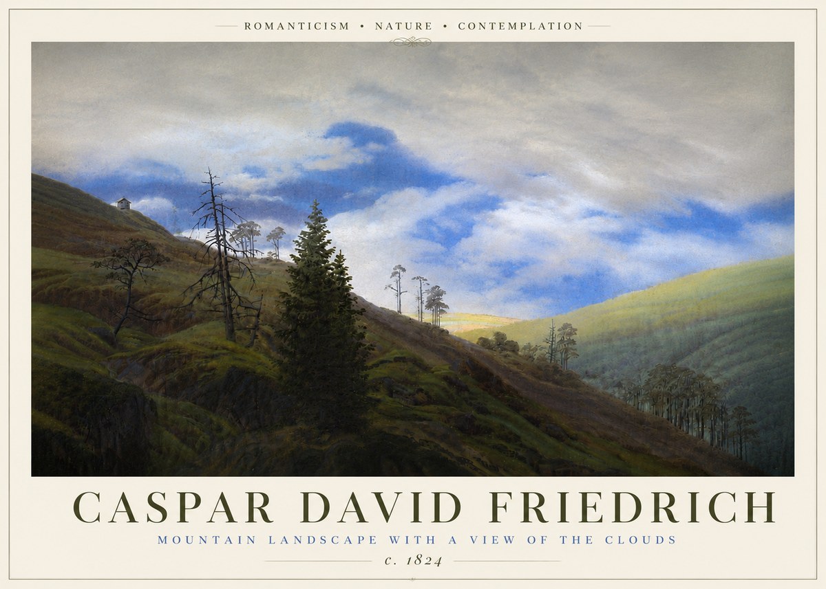 Caspar David Friedrich Mountain Landscape with a View of the Clouds No6 - Plakat