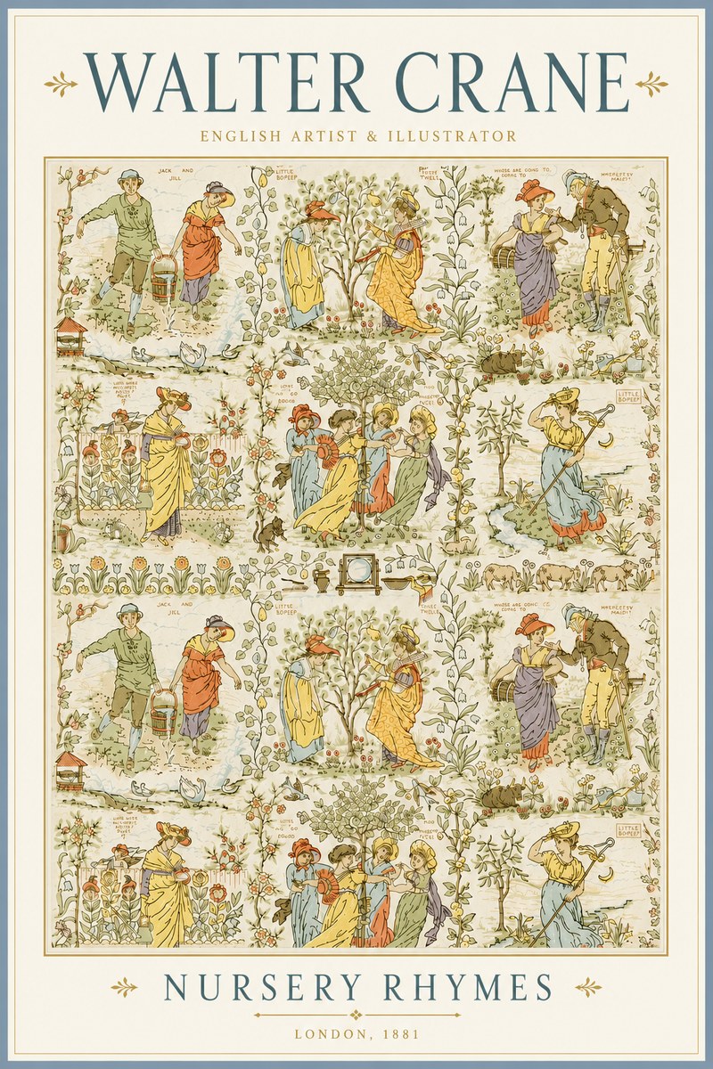 Walter Crane Nursery Rhymes No4 - Plakat