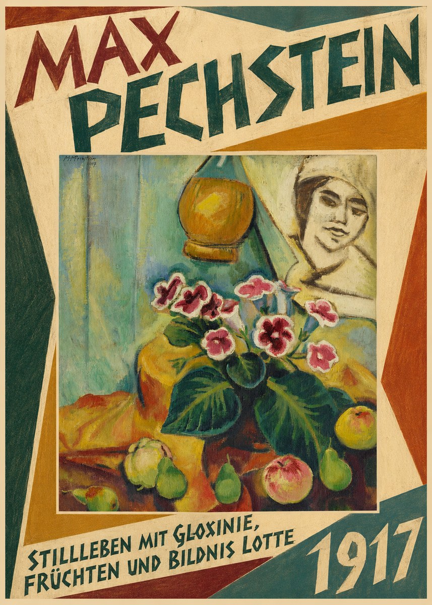 Max Pechstein Stillleben Mit Gloxinie, Früchten Und Bildnis Lotte No5 - Plakat