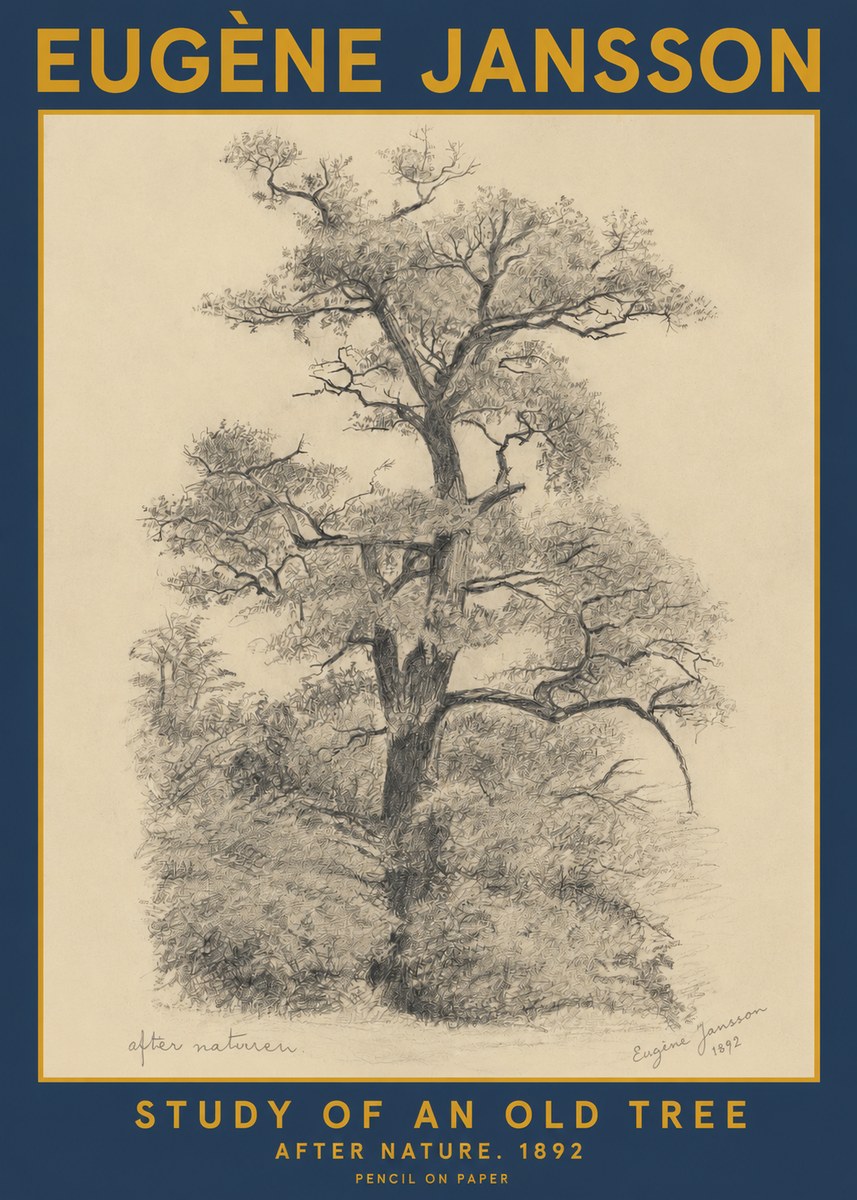 Eugène Jansson Study of an Old Tree No2 - Plakat