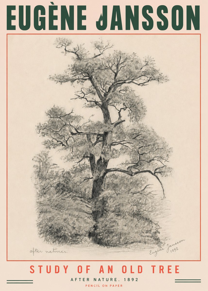 Eugène Jansson Study of an Old Tree No3 - Plakat