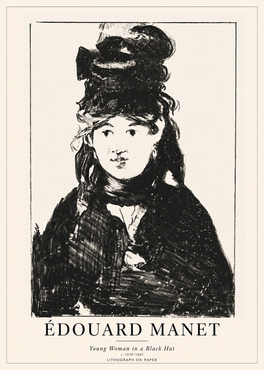 Édouard Manet Young Woman in a Black Hat II No1 - Plakat