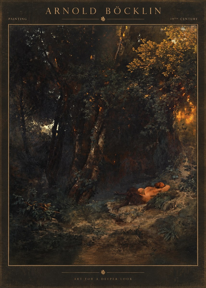 Arnold Böcklin A Faun Asleep No2 - Plakat