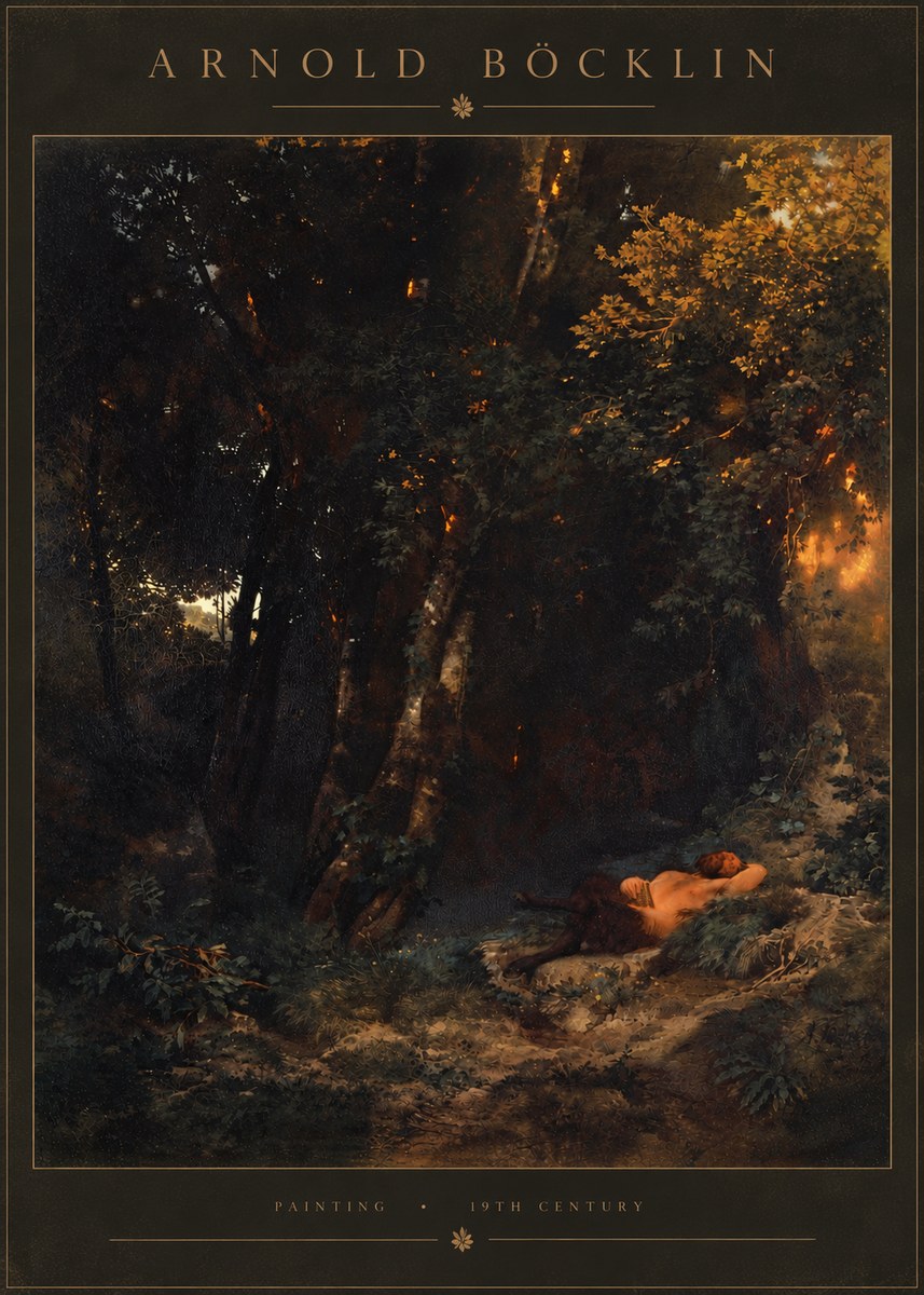 Arnold Böcklin A Faun Asleep No5 - Plakat