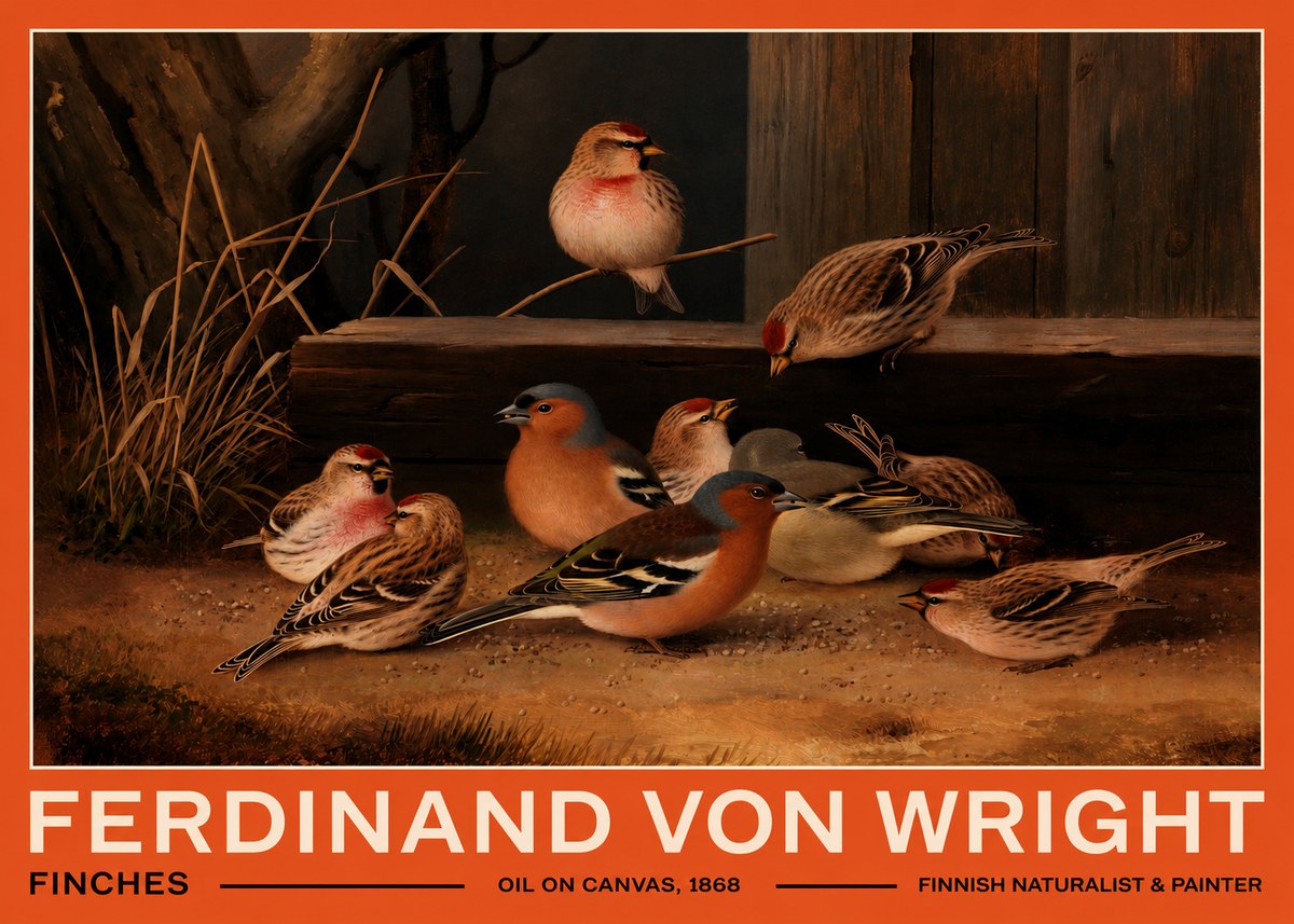 Ferdinand von Wright Finches No2 - Plakat