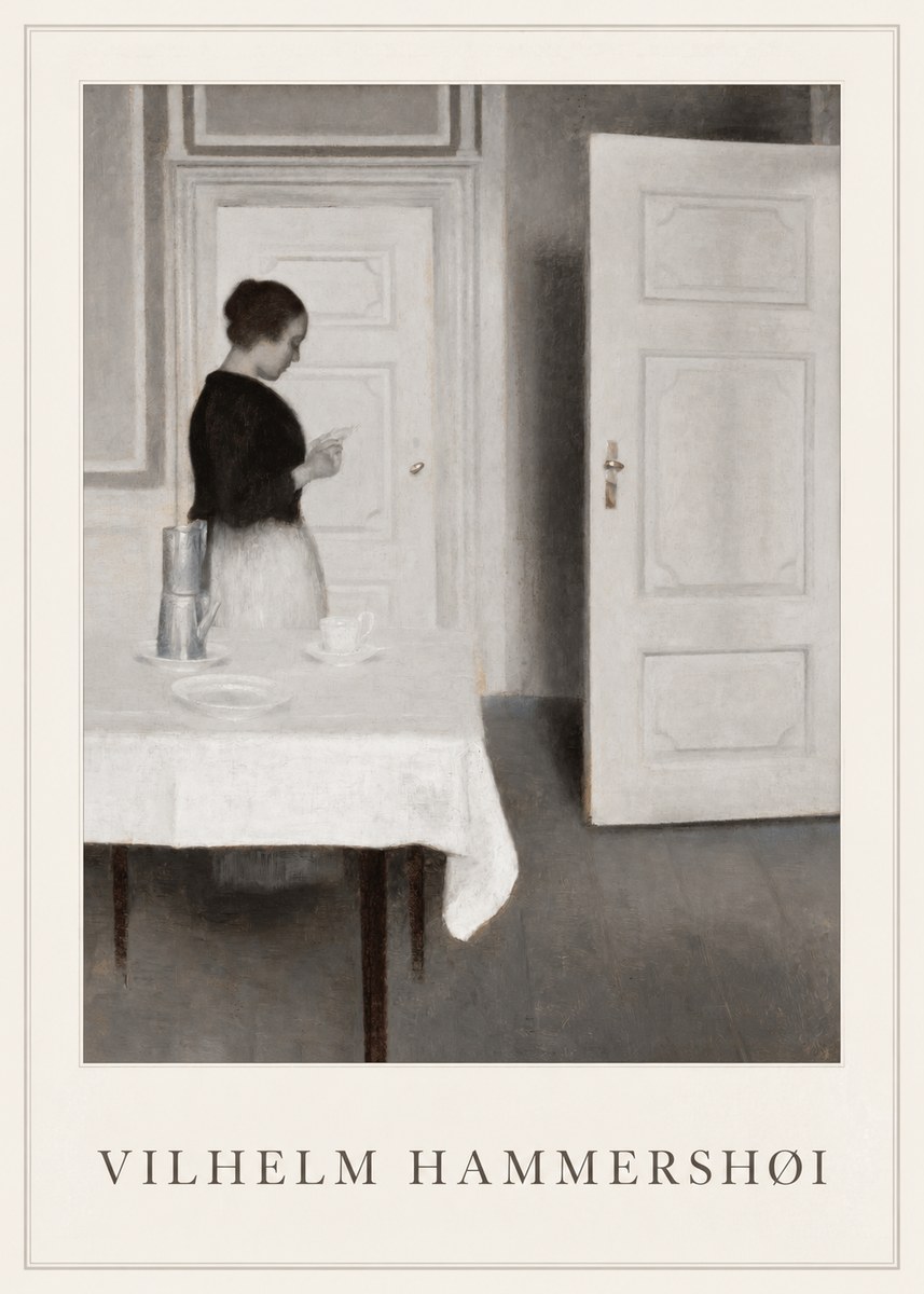 Vilhelm Hammershøi Interior with a Woman Reading a Letter No1 - Plakat