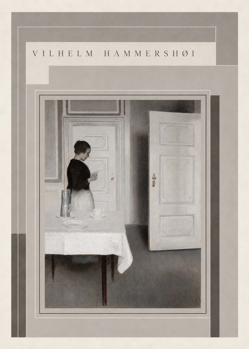 Vilhelm Hammershøi Interior with a Woman Reading a Letter No3 - Plakat
