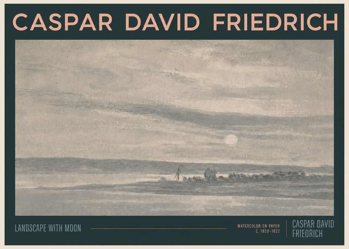 Caspar David Friedrich Landscape with Moon No2 - Plakat