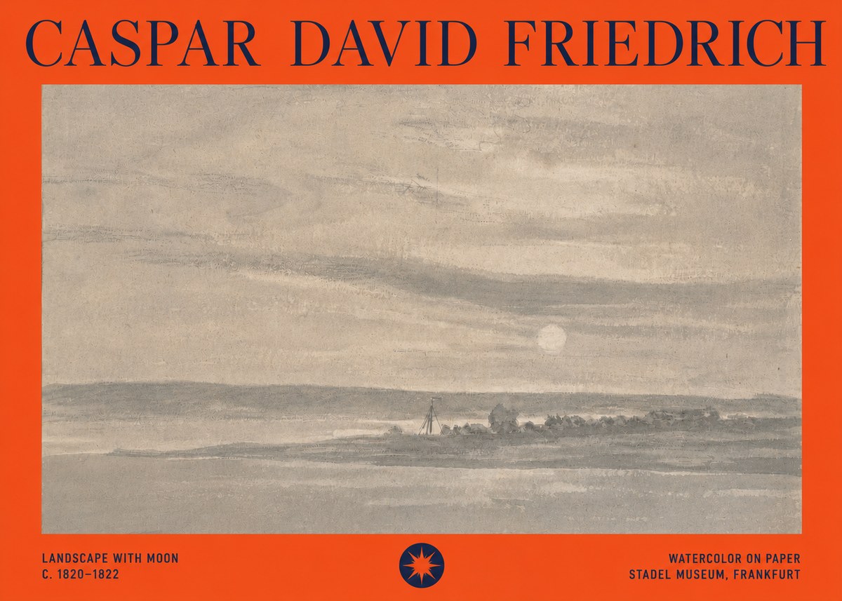Caspar David Friedrich Landscape with Moon No4 - Plakat