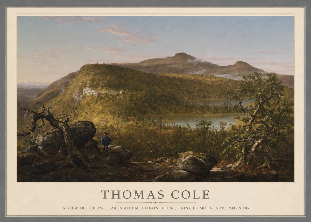 Thomas Cole A View of the Two Lakes and Mountain House, Catskill Mountains, Morning No1 - Plakat
