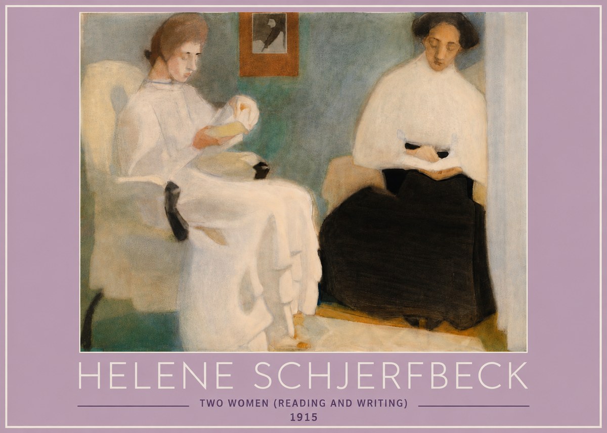 Helene Schjerfbeck Two Women (Reading and Writing) No4 - Plakat