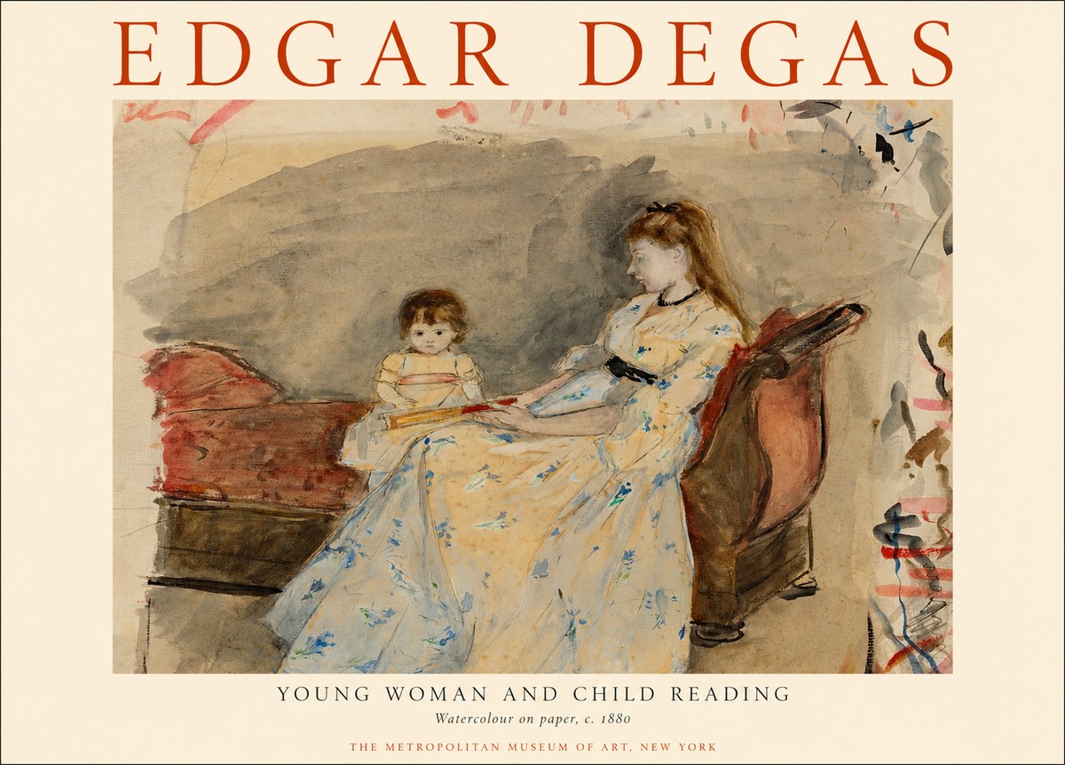 Edgar Degas Young Woman and Child Reading No1 - Plakat