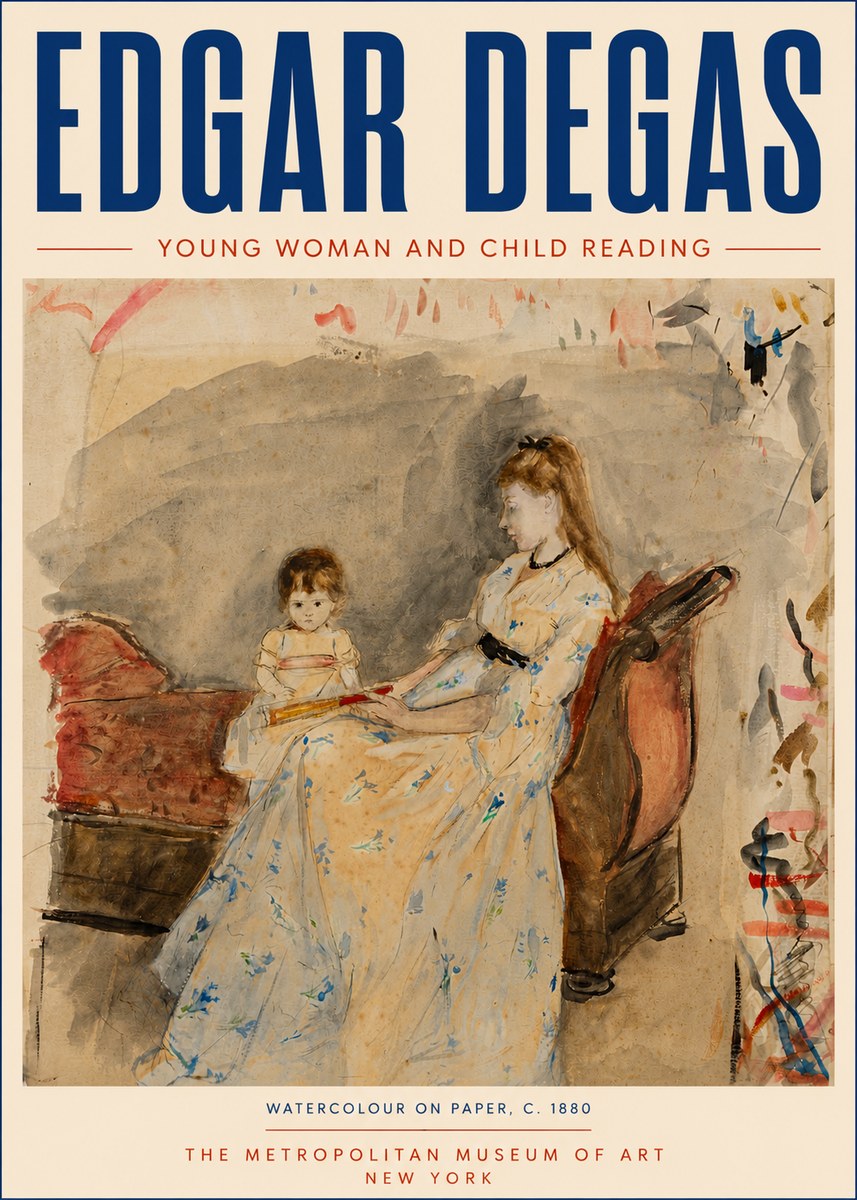 Edgar Degas Young Woman and Child Reading No6 - Plakat