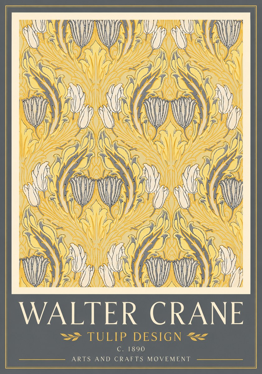 Walter Crane Tulip Design II No4 - Plakat