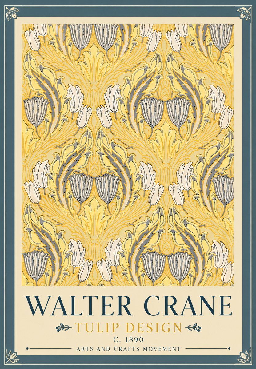 Walter Crane Tulip Design II No6 - Plakat