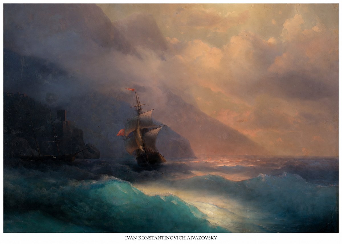 Ivan Konstantinovich Aivazovsky Storm at Sea No6 - Plakat