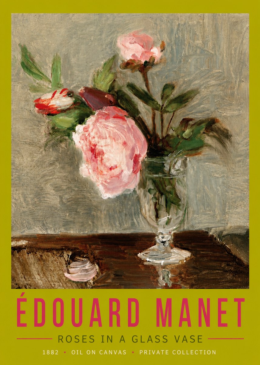Édouard Manet Roses in a Glass Vase No5 - Plakat