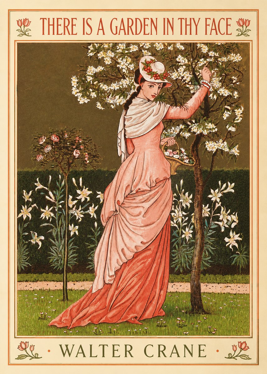 Walter Crane There Is a Garden in Thy Face II No2 - Plakat