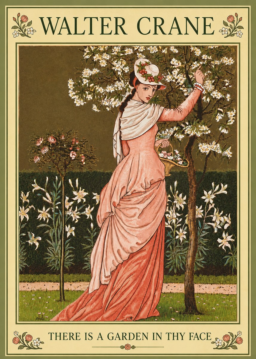 Walter Crane There Is a Garden in Thy Face II No4 - Plakat