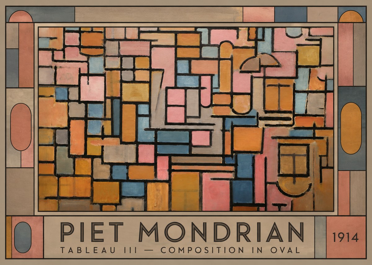 Piet Mondrian Tableau Iii — Composition in Oval No1 - Plakat