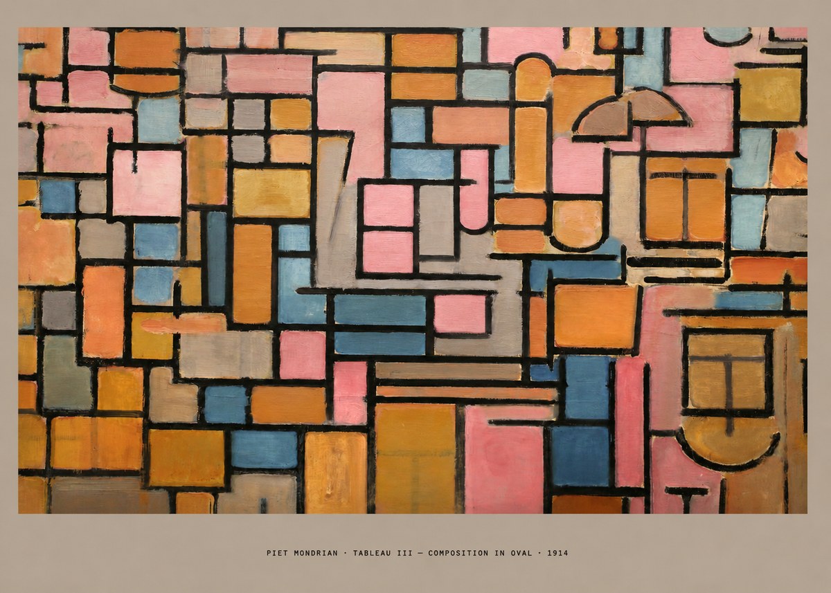 Piet Mondrian Tableau Iii — Composition in Oval No4 - Plakat