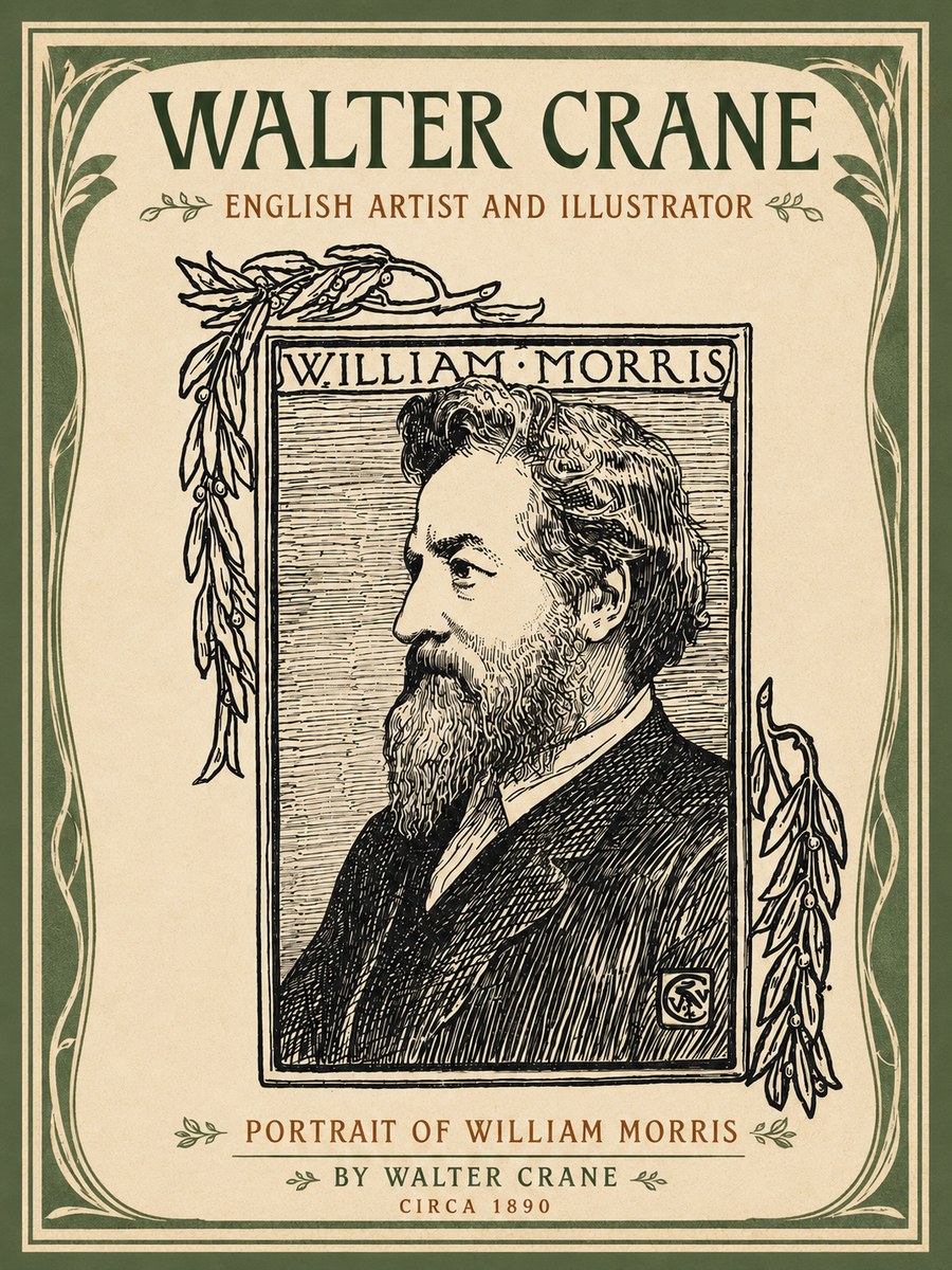 Walter Crane Portrait of William Morris No4 - Plakat