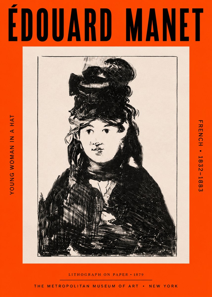Édouard Manet Young Woman in a Hat II No3 - Plakat