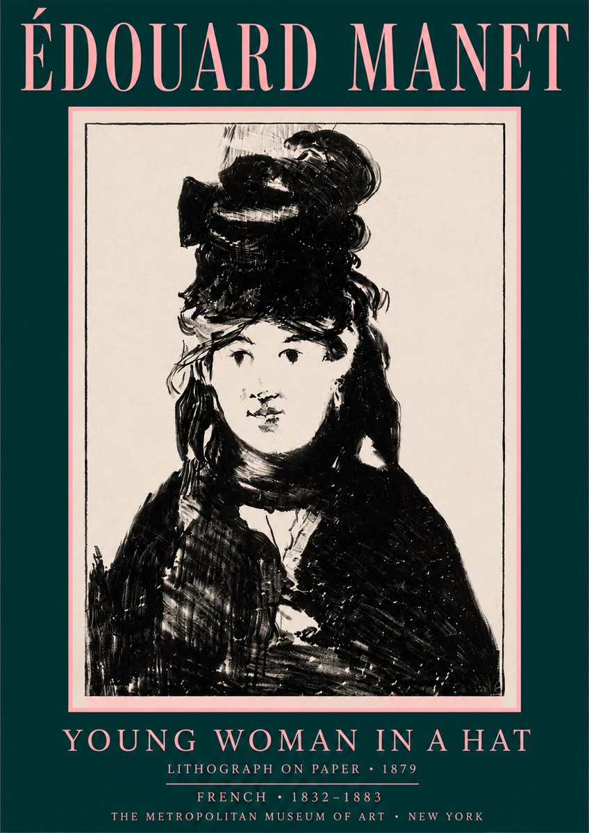 Édouard Manet Young Woman in a Hat II No4 - Plakat
