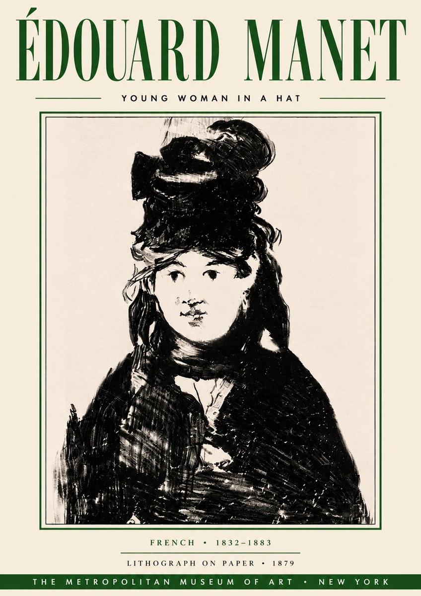 Édouard Manet Young Woman in a Hat II No6 - Plakat