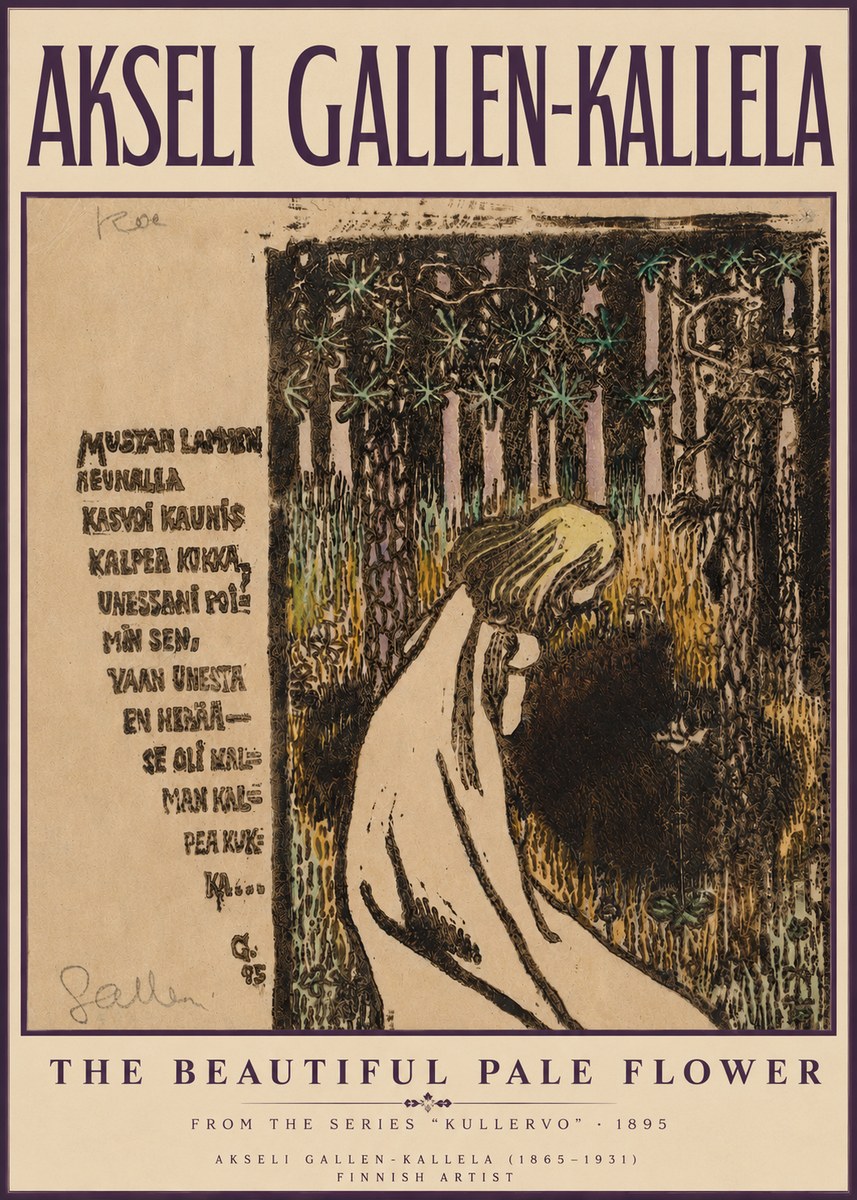Akseli Gallen-Kallela The Beautiful Pale Flower No3 - Plakat