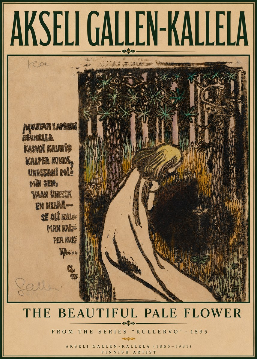 Akseli Gallen-Kallela The Beautiful Pale Flower No6 - Plakat