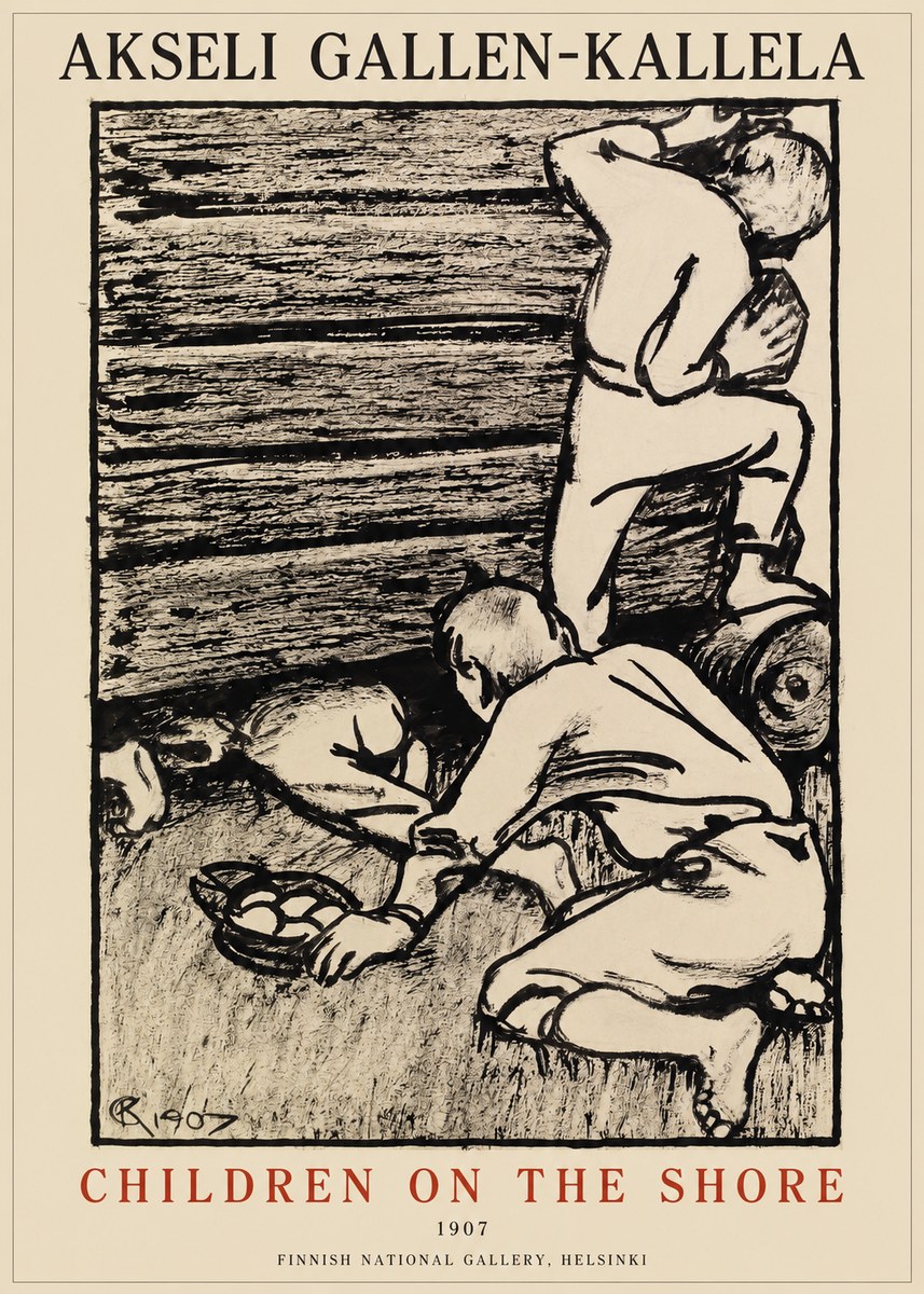 Akseli Gallen-Kallela Children on the Shore No1 - Plakat