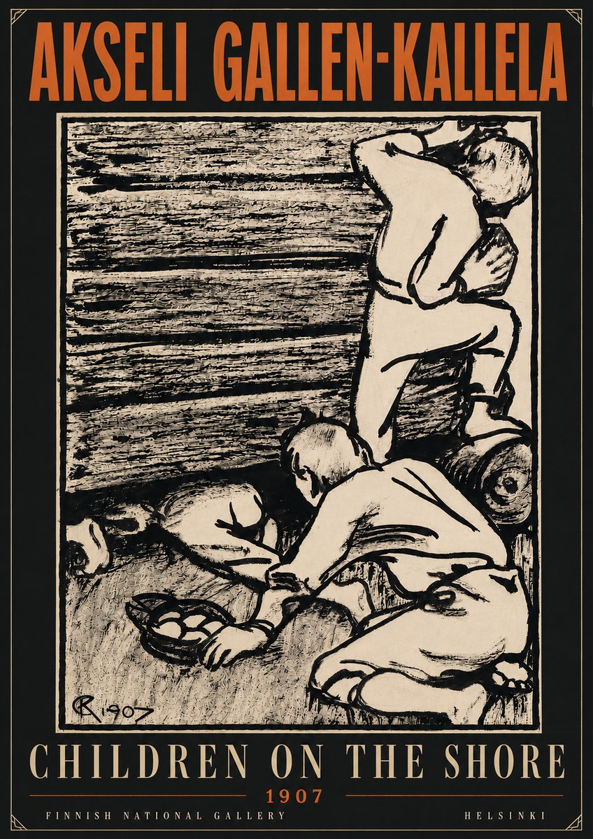 Akseli Gallen-Kallela Children on the Shore No6 - Plakat