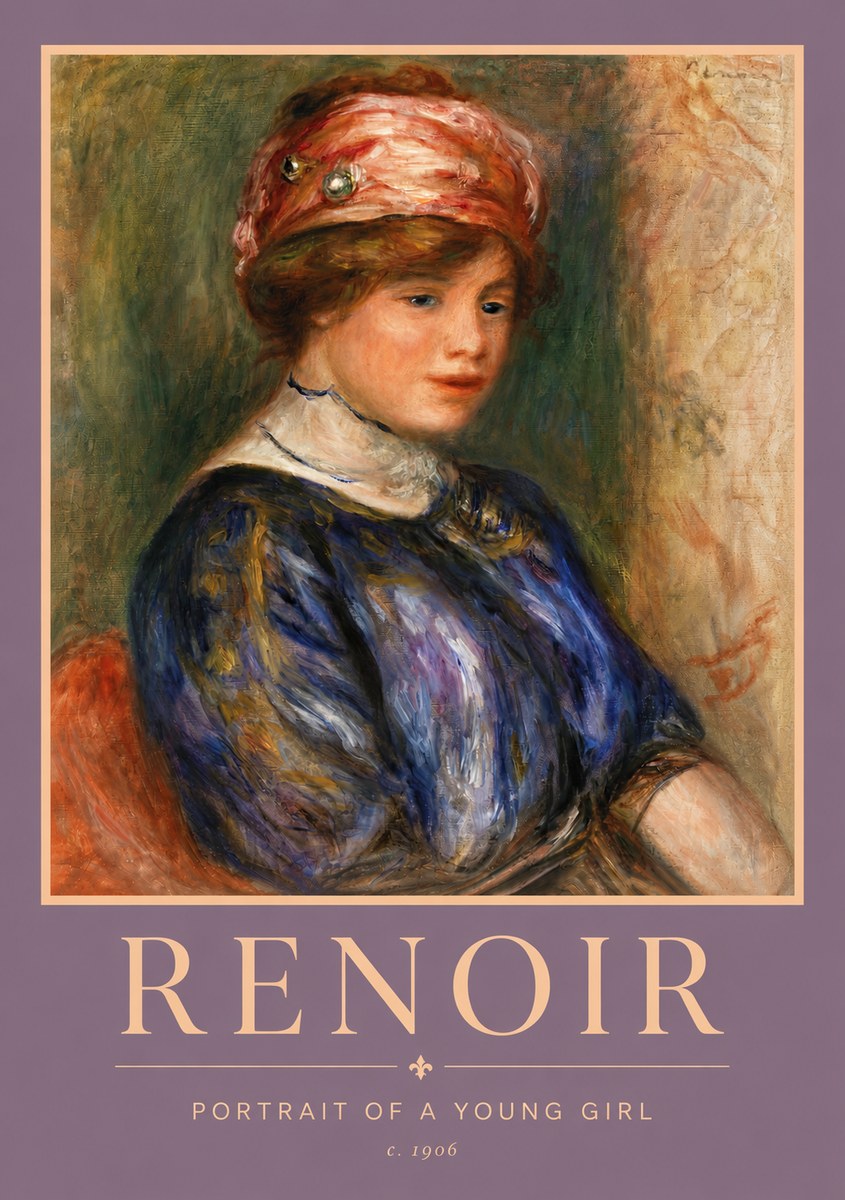 Renoir Portrait of a Young Girl II No5 - Plakat