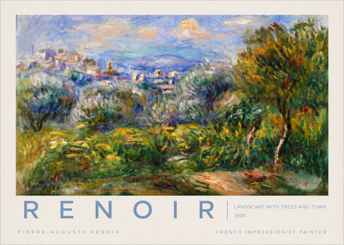 Renoir Landscape with Trees and Town No4 - Plakat
