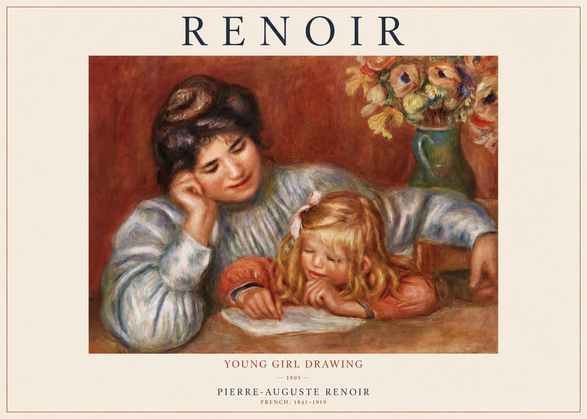 Renoir Young Girl Drawing No1 - Plakat