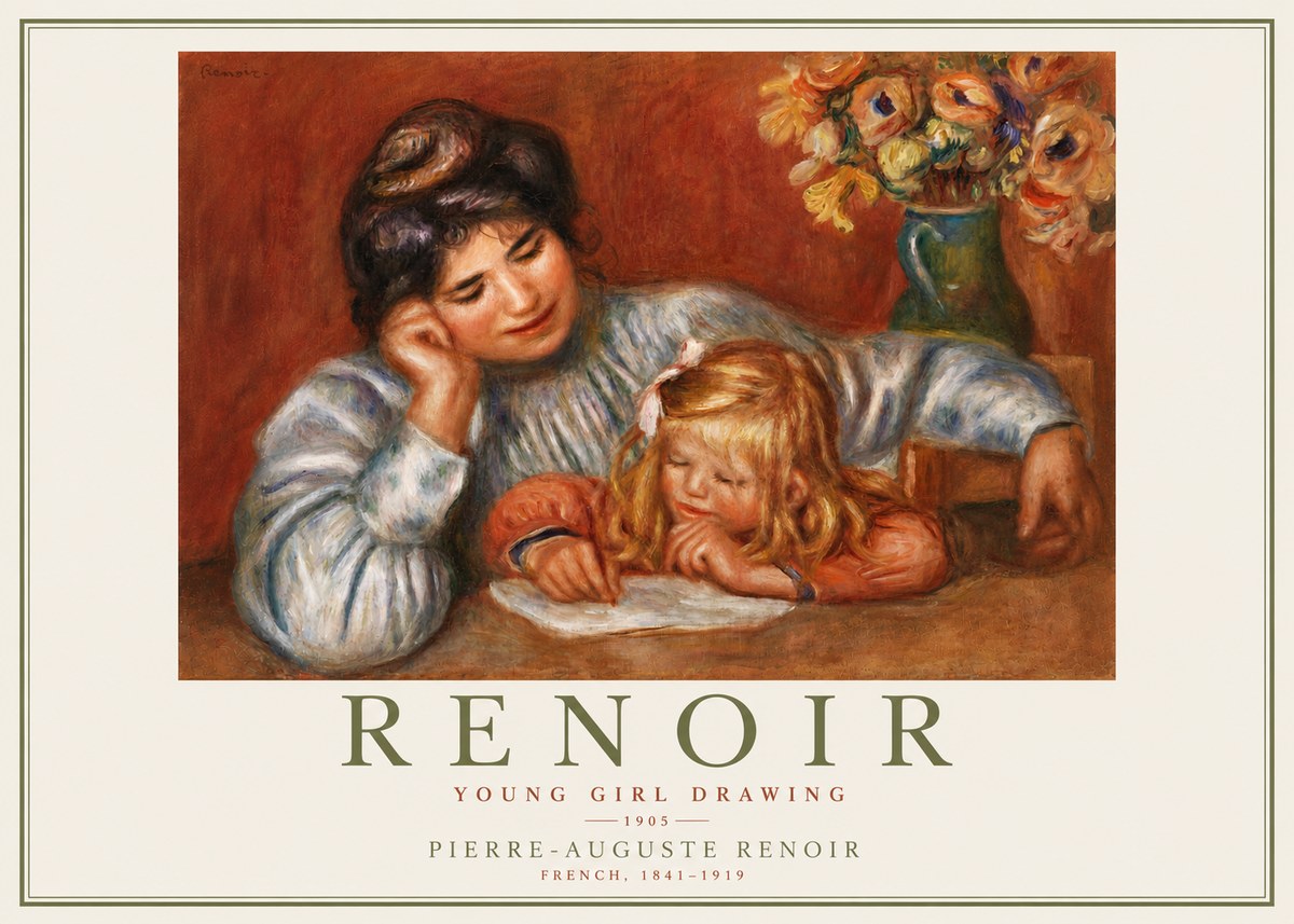 Renoir Young Girl Drawing No5 - Plakat