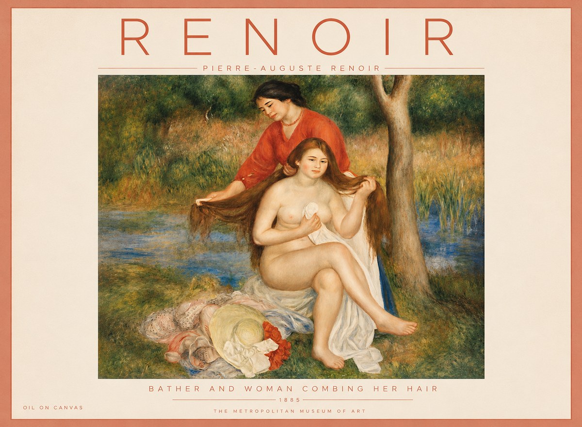 Renoir The Bather and Her Attendant No5 - Plakat