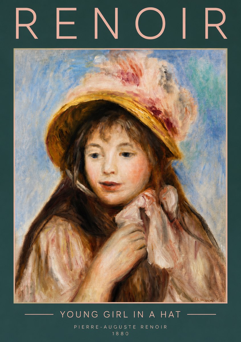 Renoir Young Girl in a Hat No5 - Plakat